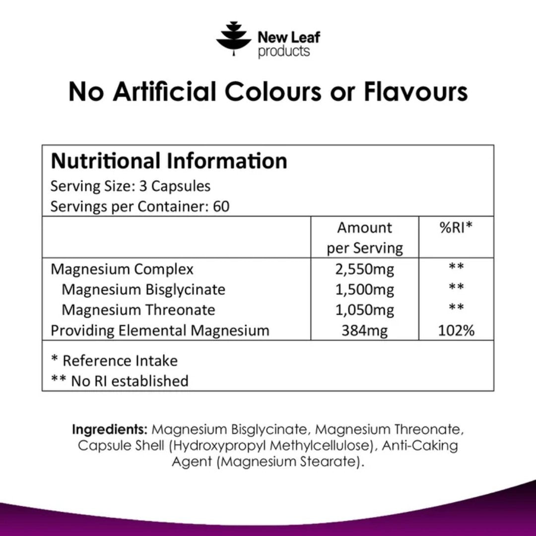 Magnesium Threonate & Glycinate Complex Capsules 2550mg