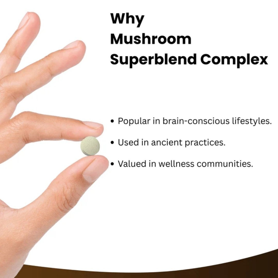 Mushroom Complex Tablets | Lions Mane, Cordyceps, Chaga, Reishi, Maitake, Shiitake