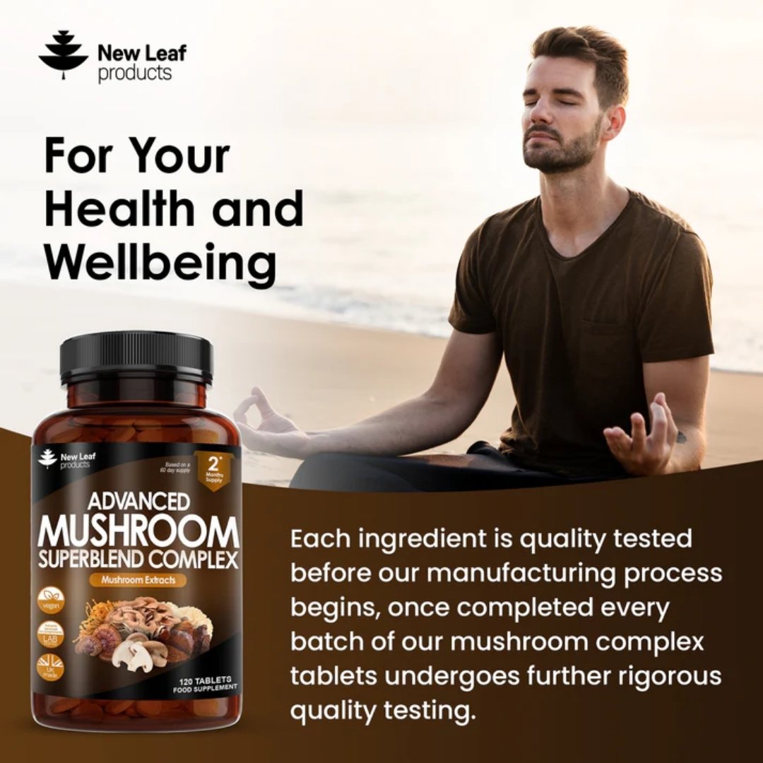 Mushroom Complex Tablets | Lions Mane, Cordyceps, Chaga, Reishi, Maitake, Shiitake