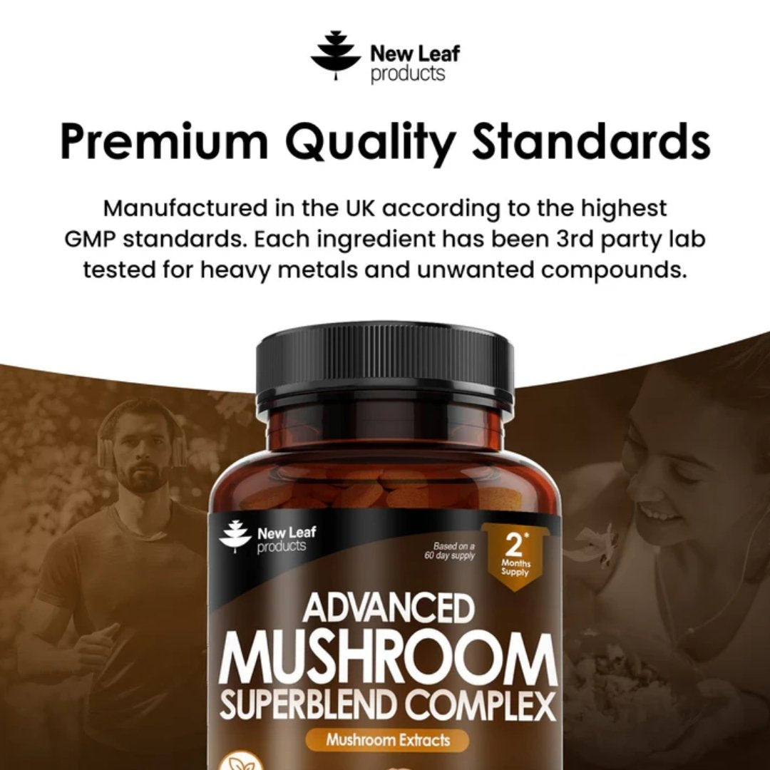 Mushroom Complex Tablets | Lions Mane, Cordyceps, Chaga, Reishi, Maitake, Shiitake