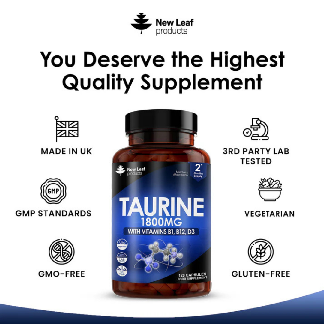 New Leaf - Taurine Capsules with Vitamins B1, B12, D3
