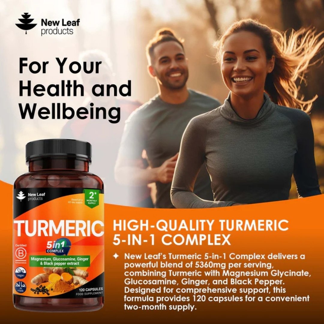 Turmeric 5-in-1 Complex Capsules with Magnesium, Glucosamine, Ginger & Black Pepper