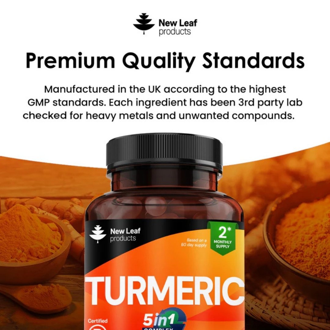 Turmeric 5-in-1 Complex Capsules with Magnesium, Glucosamine, Ginger & Black Pepper