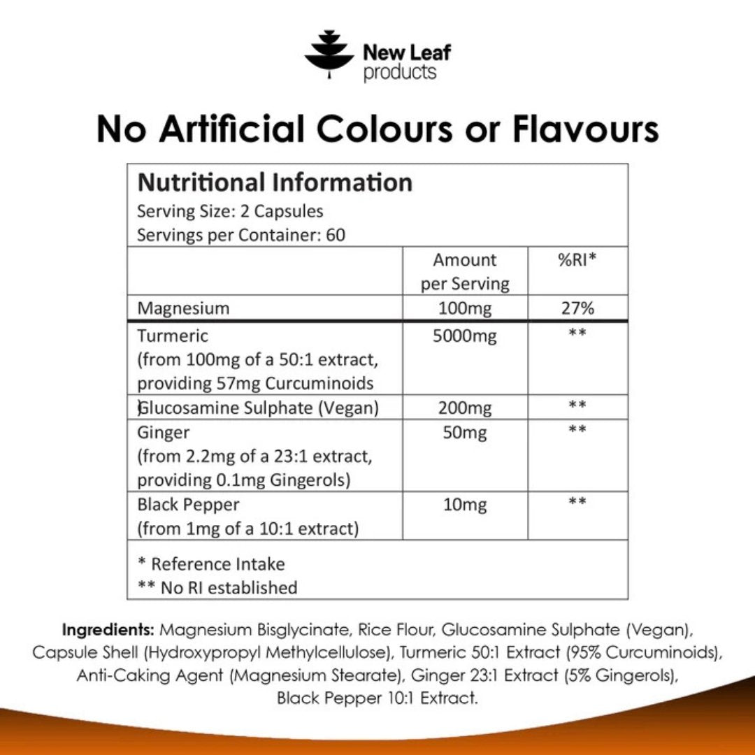 Turmeric 5-in-1 Complex Capsules with Magnesium, Glucosamine, Ginger & Black Pepper