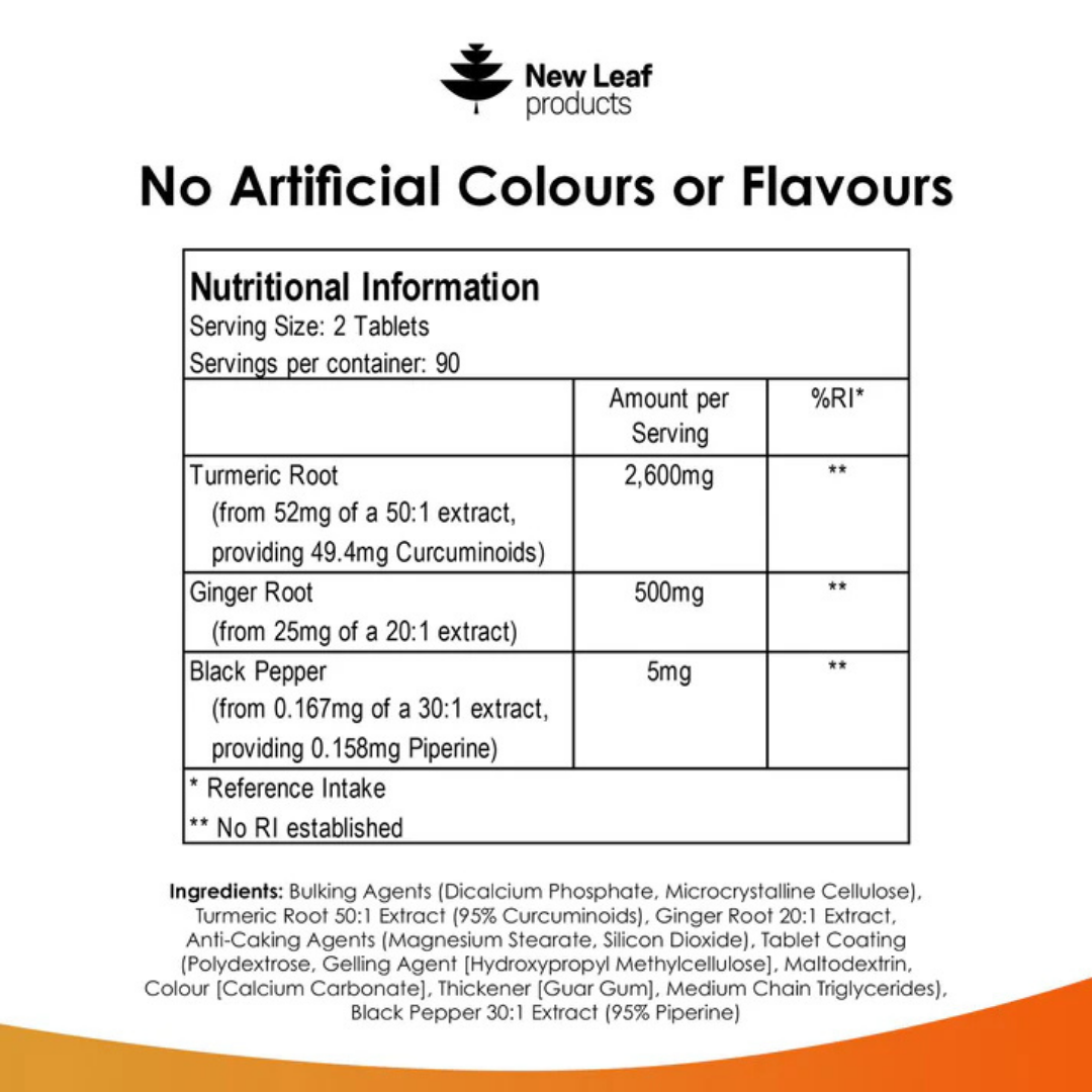 New Leaf - Turmeric Curcumin & Ginger Tablets High Strength
