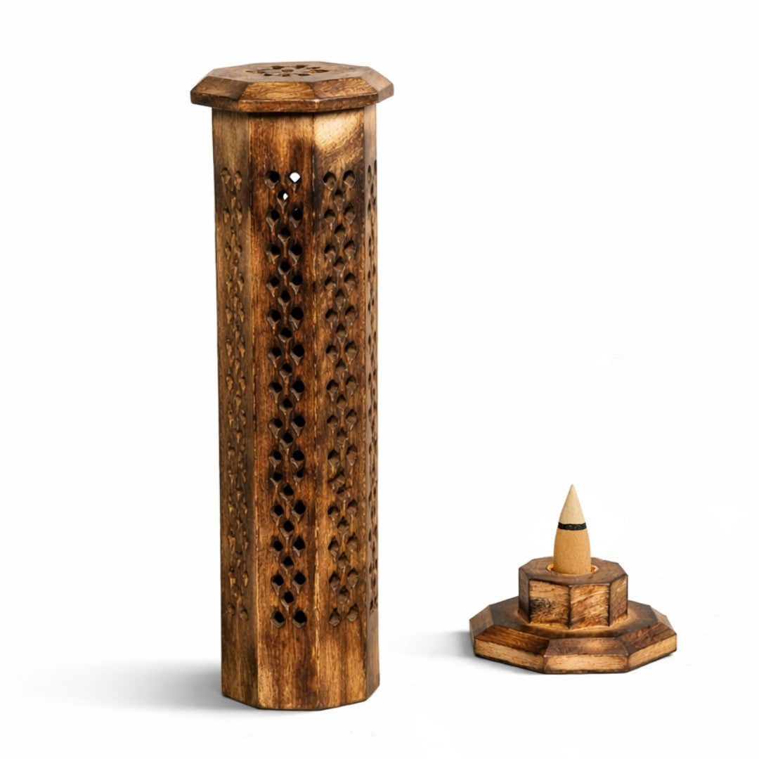 Octagonal Tower Incense Holder – Wooden