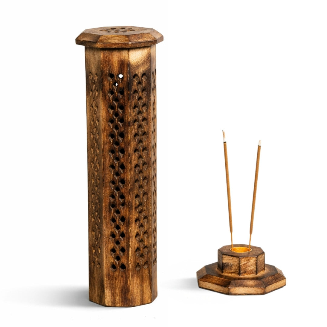 Octagonal Tower Incense Holder – Wooden