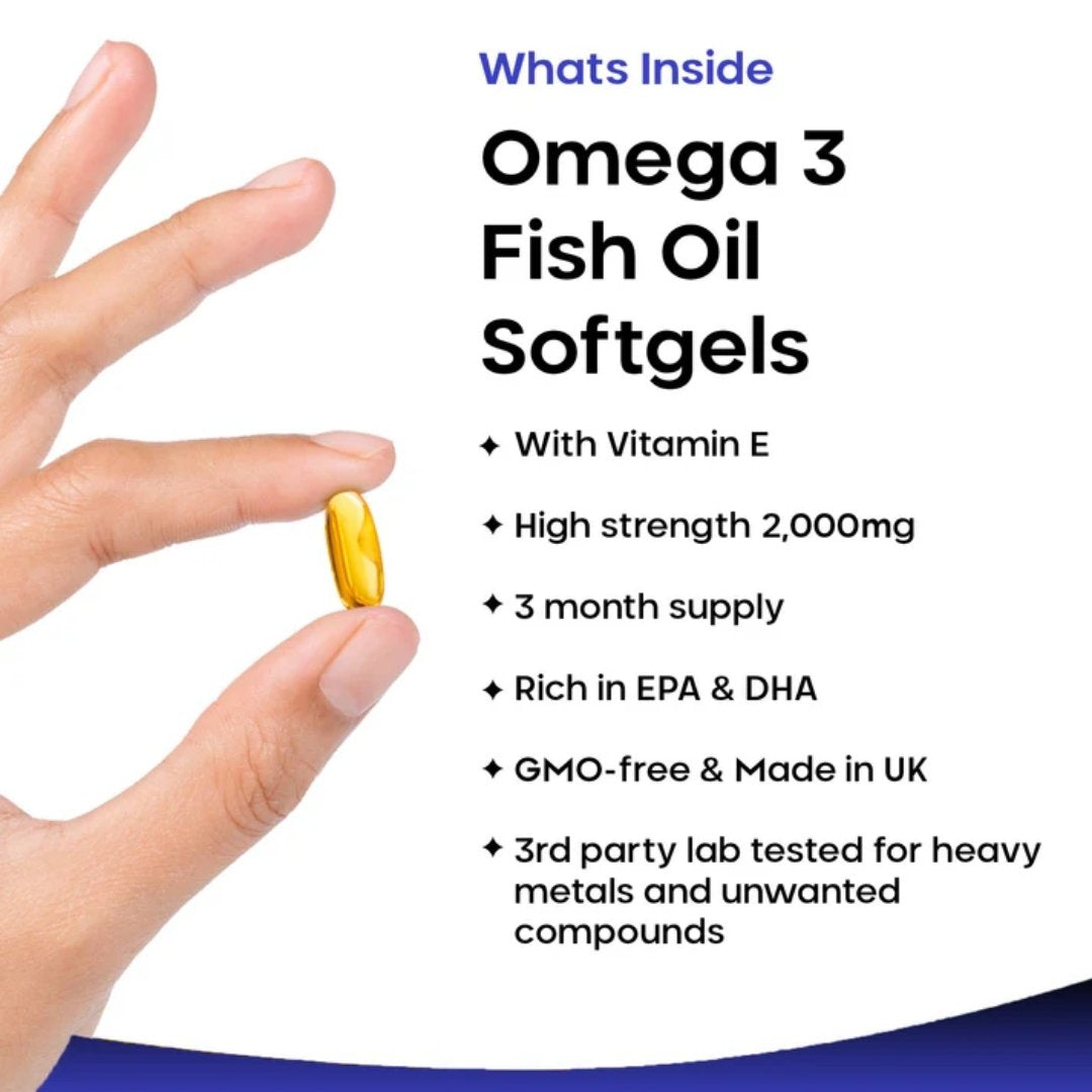Omega-3 Fish Oil Softgels 2000mg with Vitamin E (EPA 360mg & DHA 240mg)