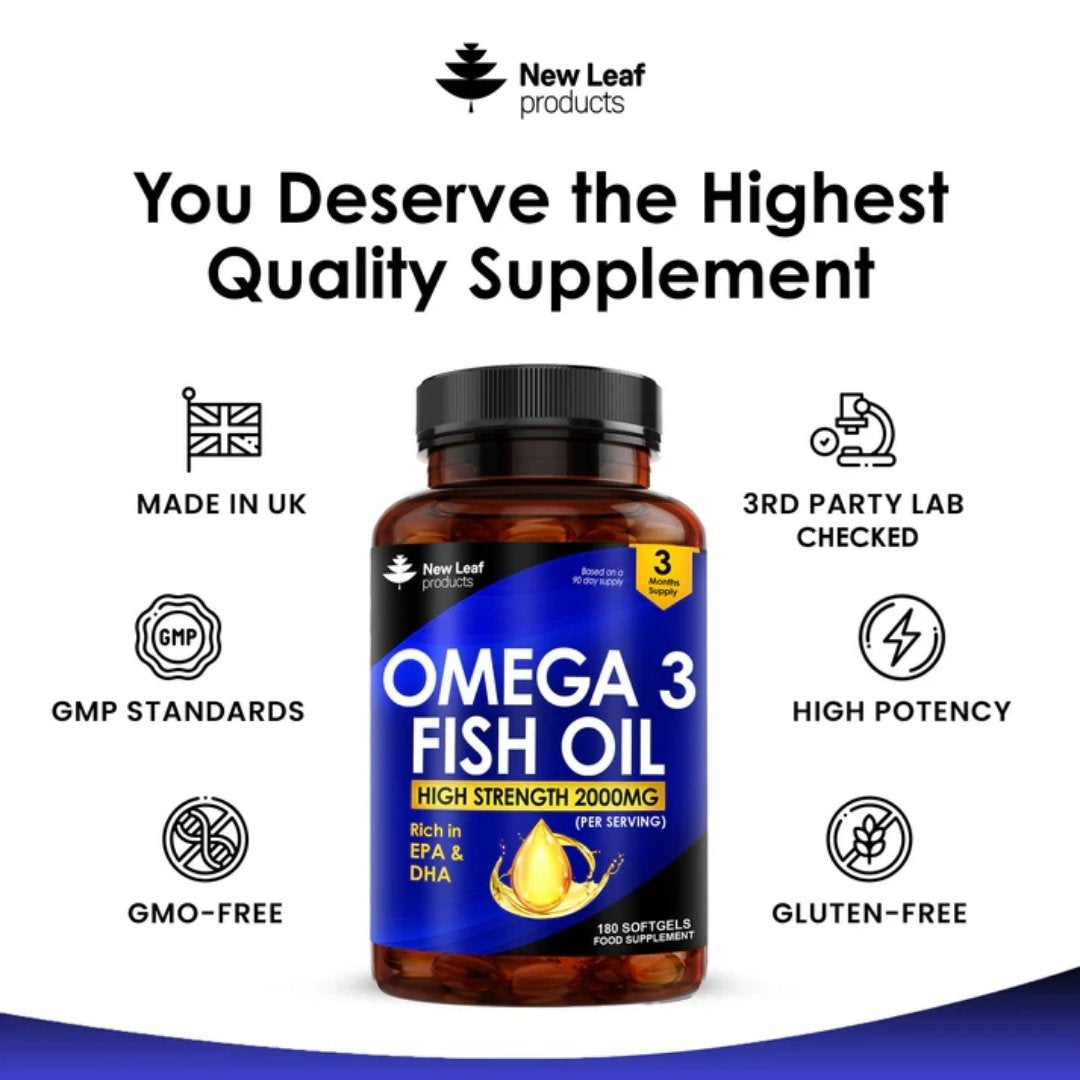 Omega-3 Fish Oil Softgels 2000mg with Vitamin E (EPA 360mg & DHA 240mg)