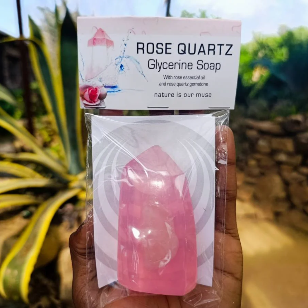 Rose quartz crystal soap