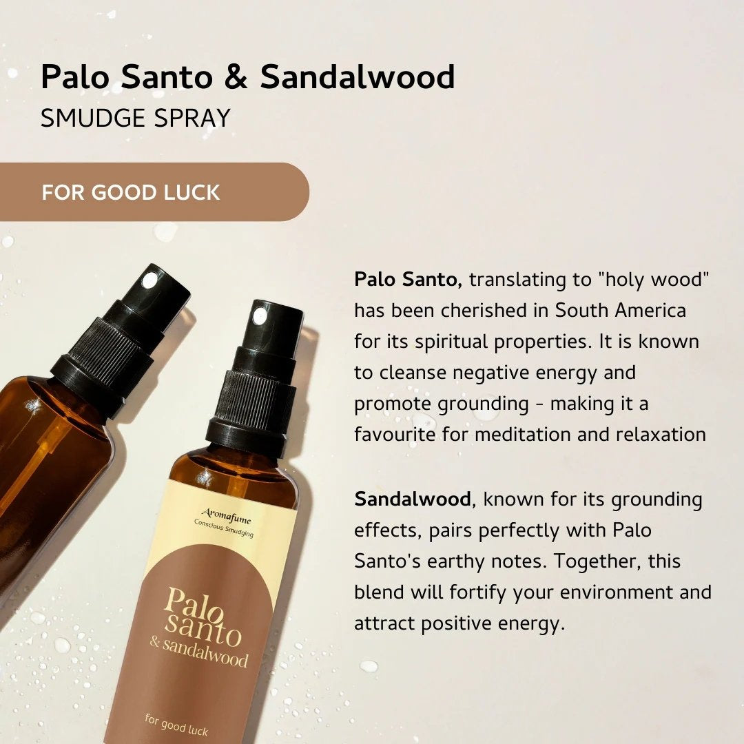 Palo Santo & Sandalwood Smudge Spray 100ml – Good Luck