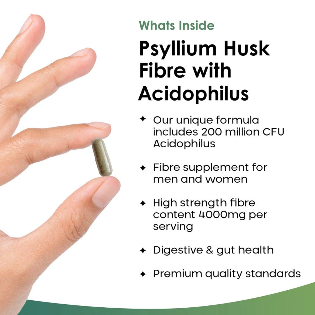 Psyllium Husk Capsules 4000mg – Fibre with Acidophilus