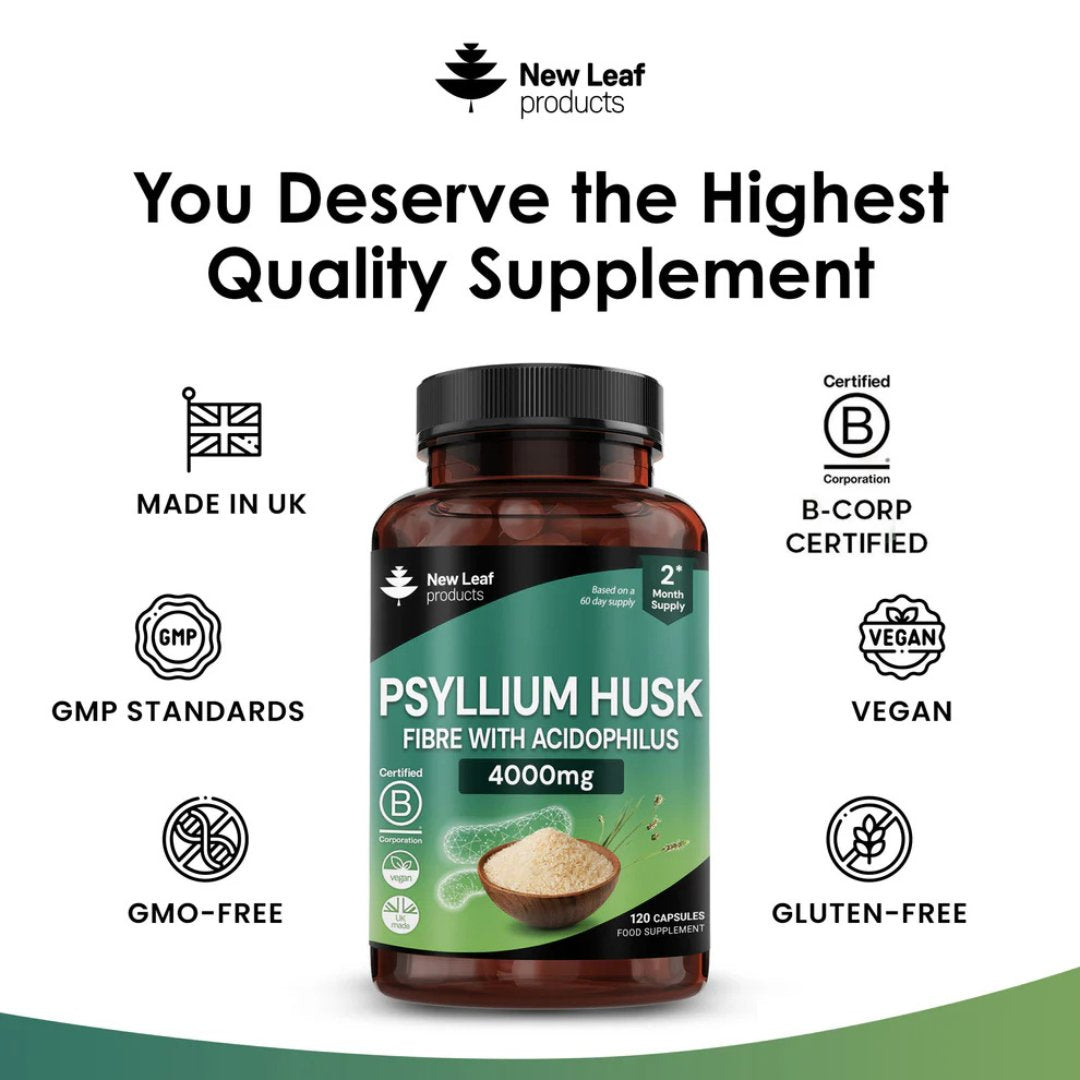 Psyllium Husk Capsules 4000mg – Fibre with Acidophilus