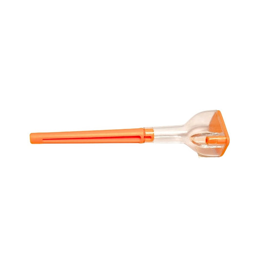 Orange plastic cone rolling and packing tool on a white background