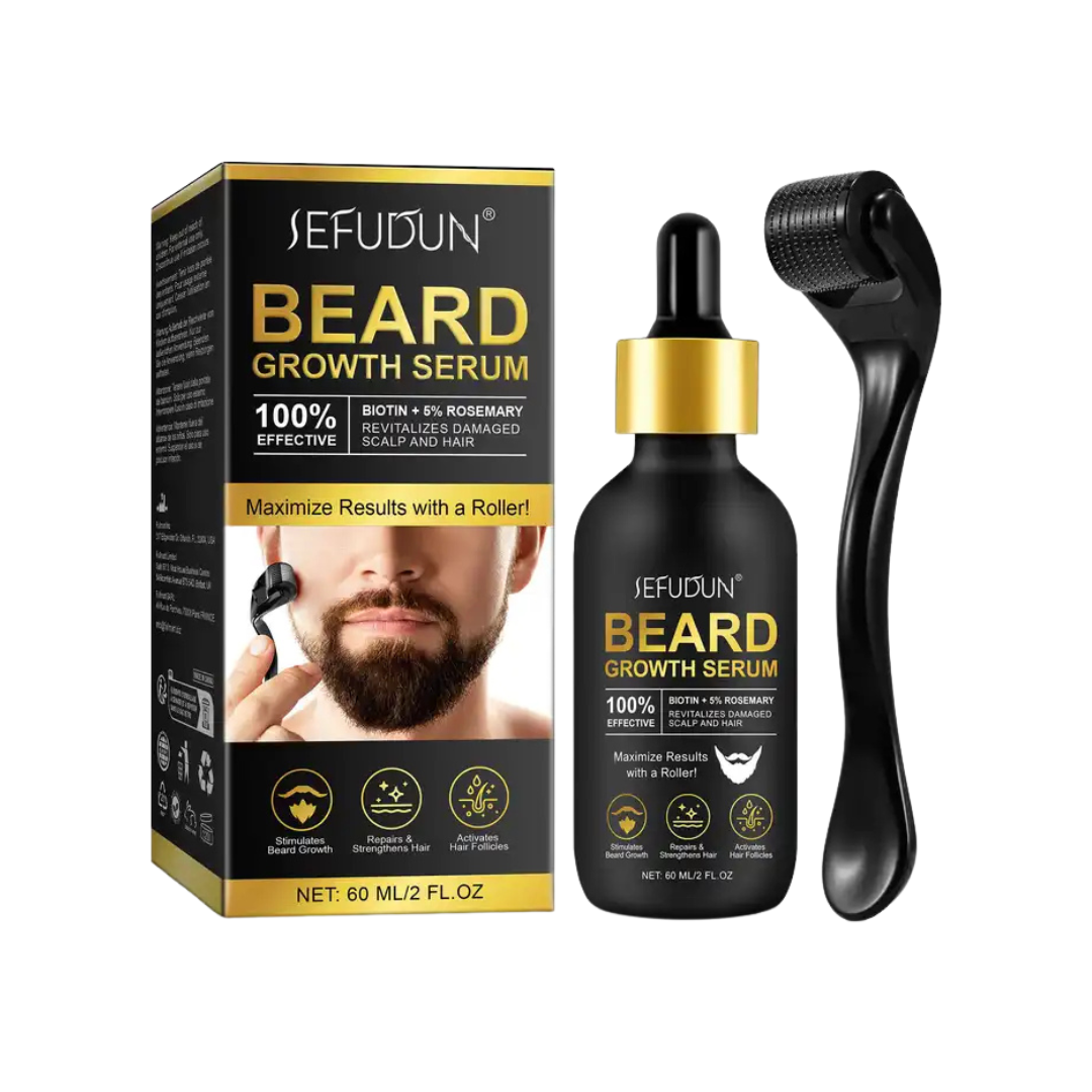 Sefudun Beard Growth Serum Set | Beard Thickening & Hair Growth Kit 60ml