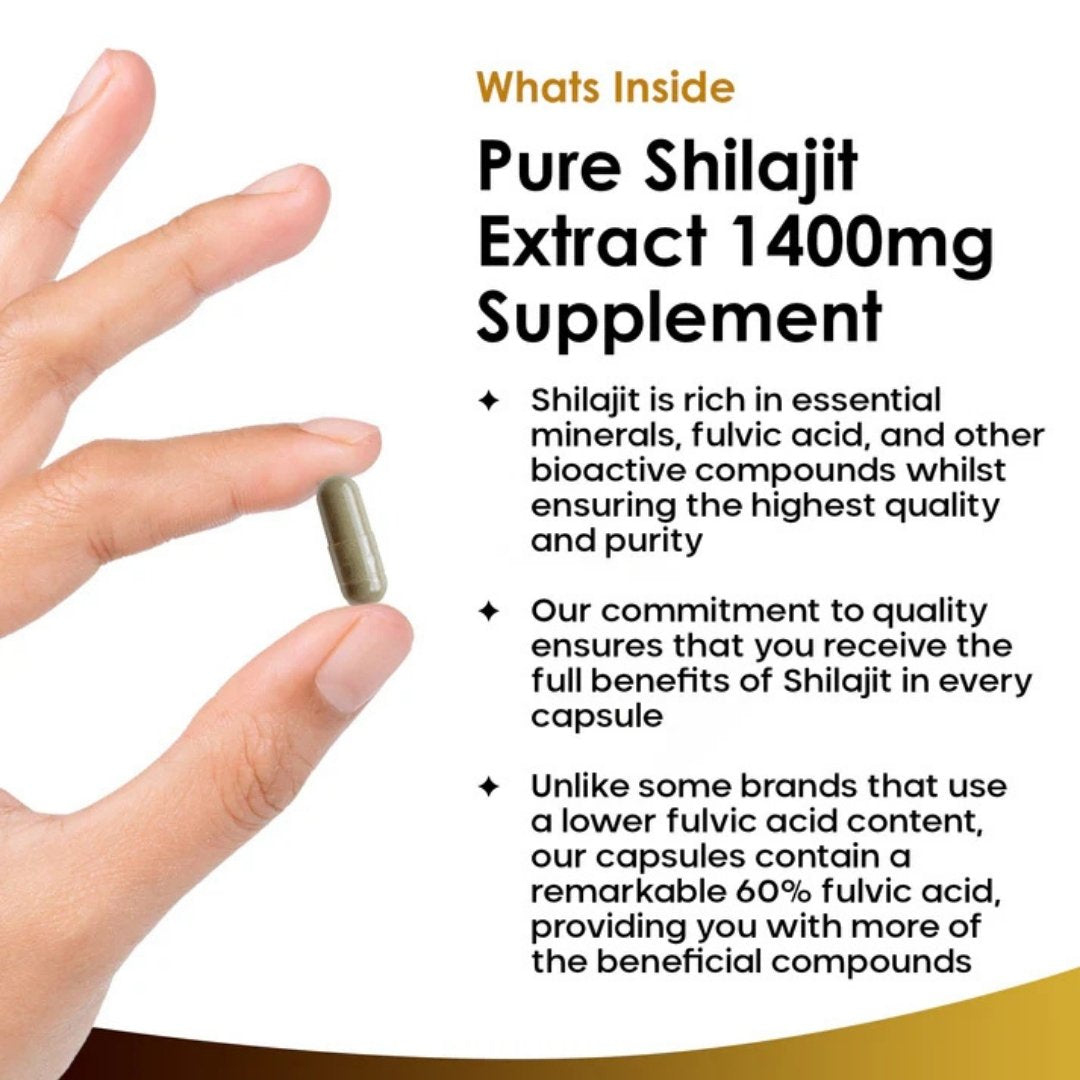 Shilajit 1400mg Capsules (20:1 Extract)