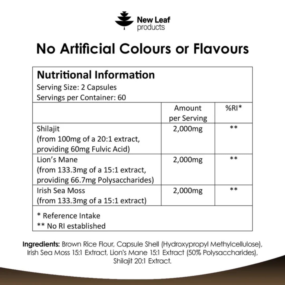 Shilajit, Sea Moss & Lions Mane Capsules 6000mg