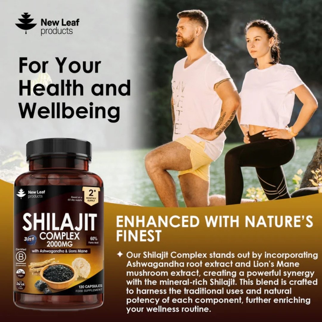Shilajit Complex Capsules 2000mg with Ashwagandha & Lions Mane