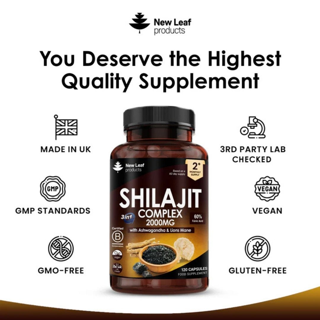 Shilajit Complex Capsules 2000mg with Ashwagandha & Lions Mane
