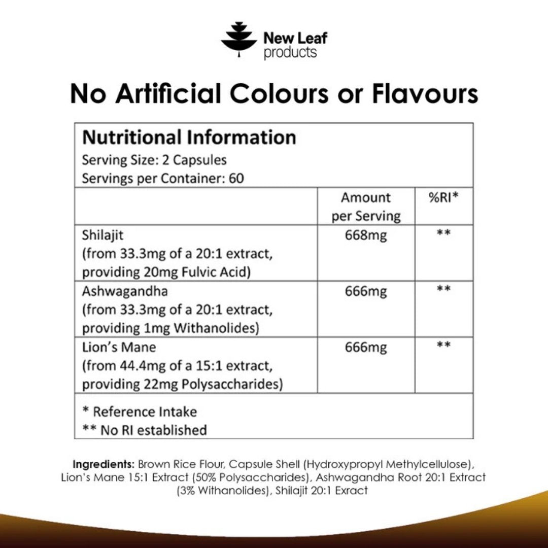 Shilajit Complex Capsules 2000mg with Ashwagandha & Lions Mane