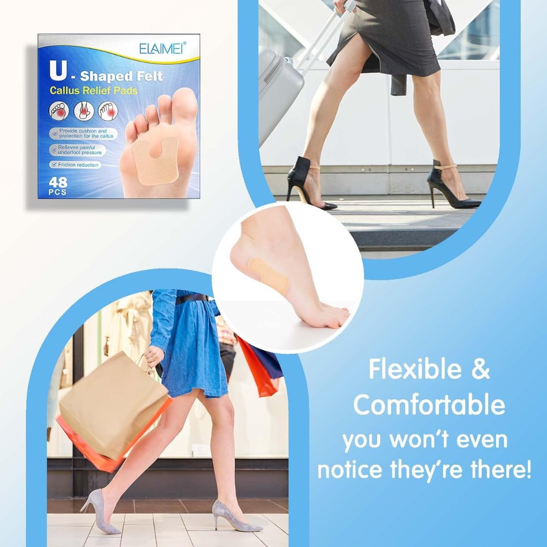 U-Shaped Felt Callus Relief Pads – 48 pcs