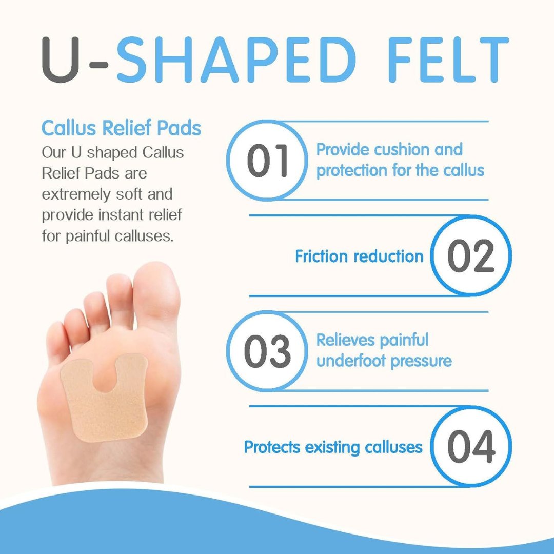 U-Shaped Felt Callus Relief Pads – 48 pcs