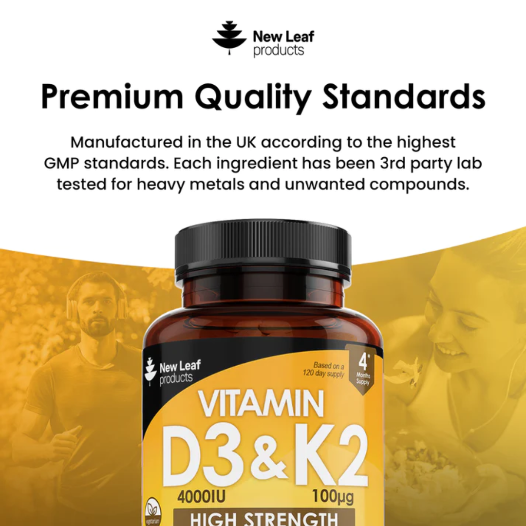Vitamin D3 & K2 Tablets D3 4000iu + Vitamin K2 100mcg - 12 months