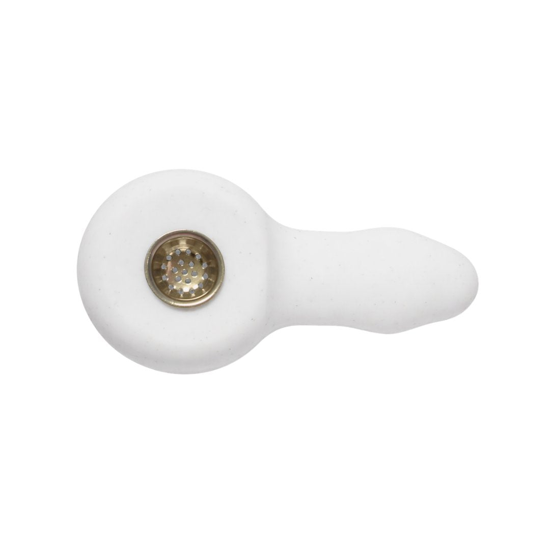 White Silicone Hand Pipe with Metal Bowl