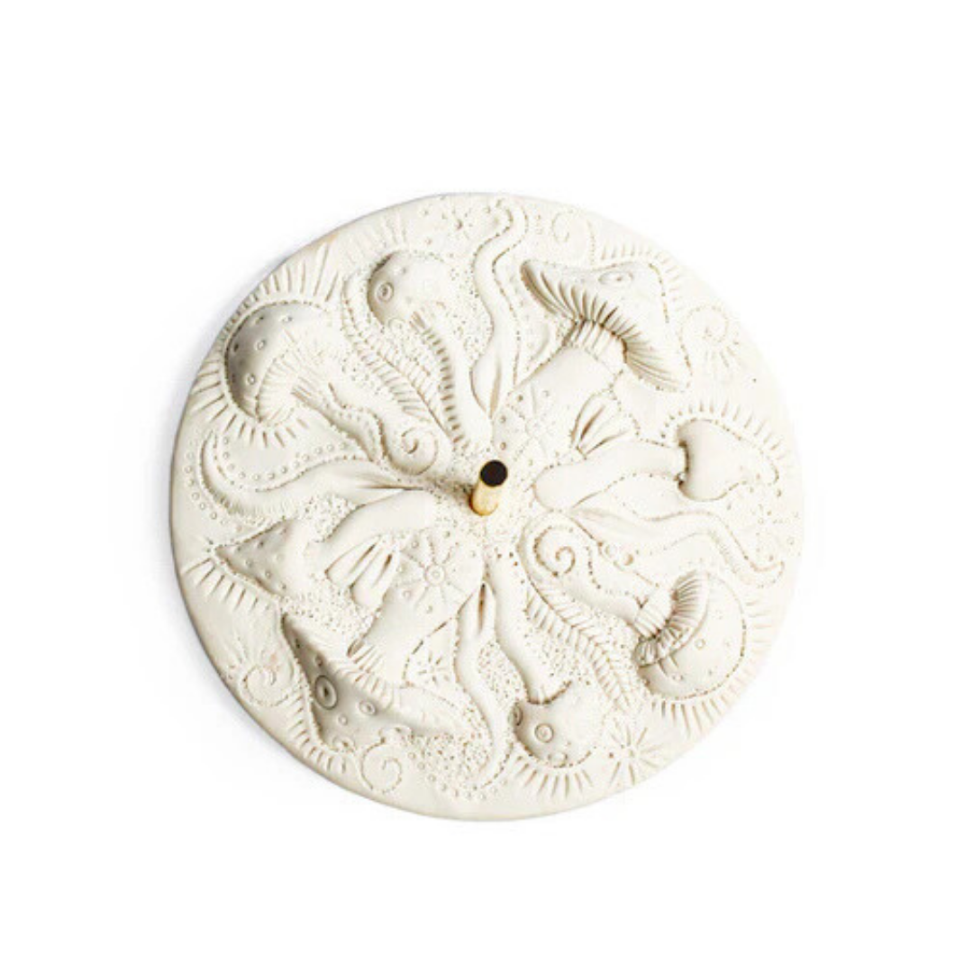 Mystical Mushroom Resin White Incense Holder