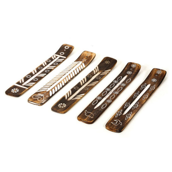 Wooden Incense Holder with White Patterns