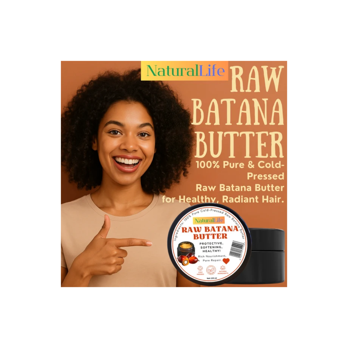 NaturalLife 100% Pure Cold-Pressed Raw Batana Butter 120ml
