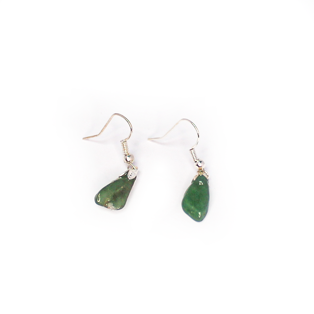 Raw darker Jade Gemstone Dangly Earrings