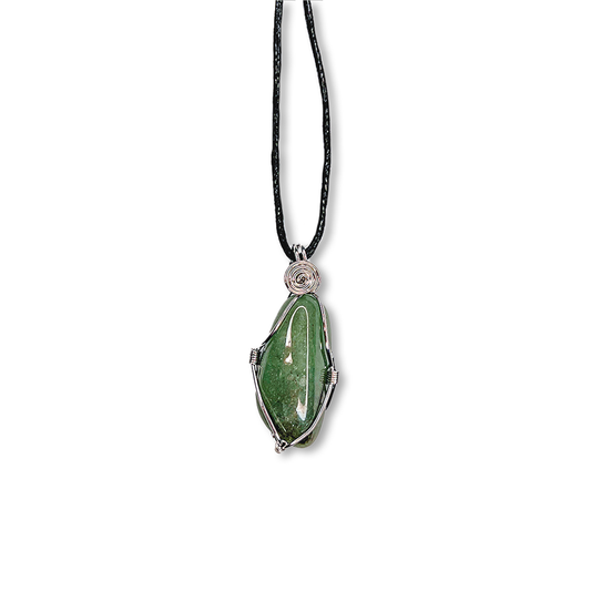 Wire Wrapped Tumbled Crystal Necklace