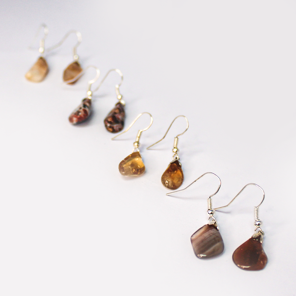 Raw Gemstone Jasper Dangly Earrings